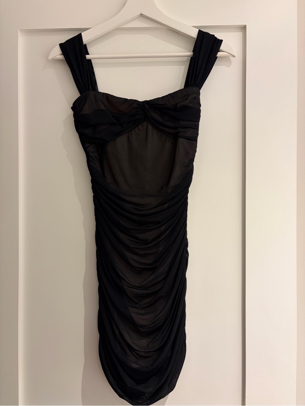 Lucy in the Sky Off-Shoulder Black Ruched Mini Dress
